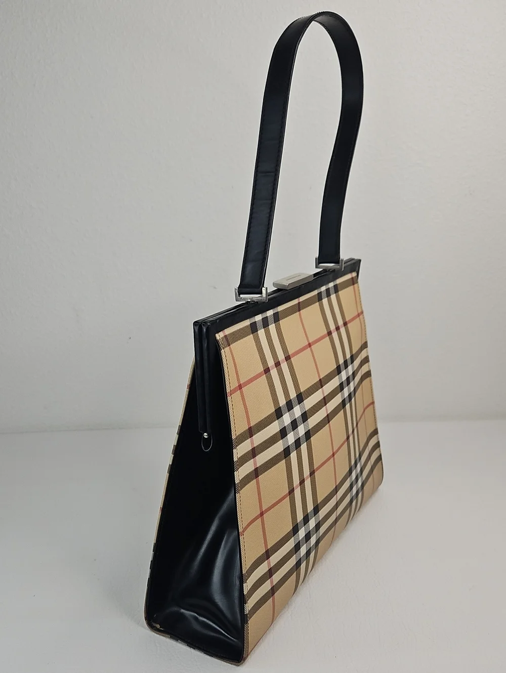 Authentic Burberry Vintage Nova Check Framed Shoulder Bag Classic Plaid - Picture 8 of 15